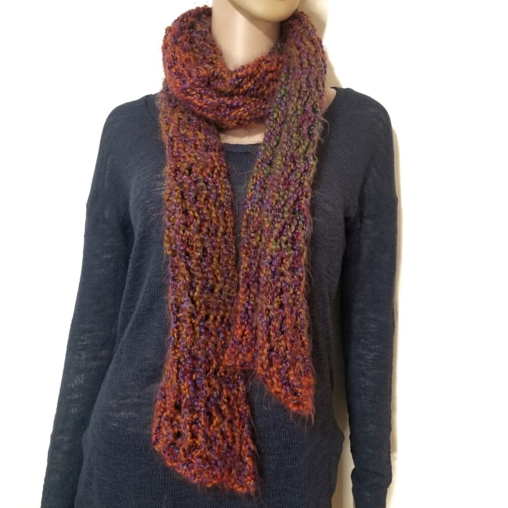 Fluffy Multicolor Knitted Scarf